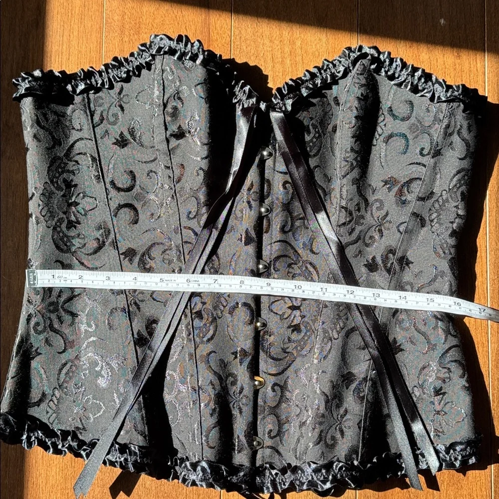 Black Strapless Brocade Corset Bustier - Picture 11 of 13